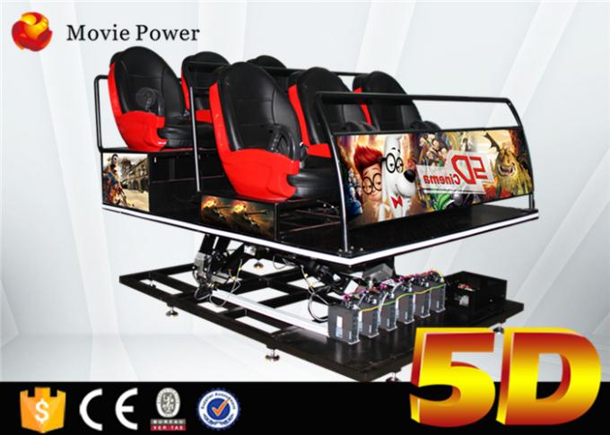 Cine hidráulico 5d con el equipo de la película del sistema del cine de Seat 5d del movimiento de la plataforma 4d del movimiento 0