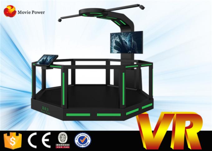 Simulador del vr de las auriculares 9d de HTC VIVE con el juego del tiroteo en la situación del equipo de la realidad virtual 0