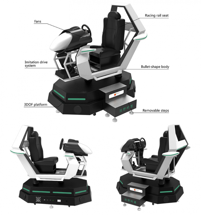 Máquina de juego dinámica del coche de competición del coche XD VR del simulador del parque de atracciones 9D que conduce el simulador 0