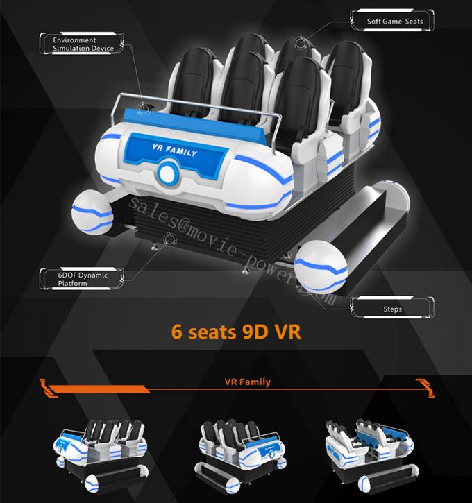 6 vehículo espacial del cine de la familia 9D VR de los asientos 360 grados de rotación/plataforma dinámica 4