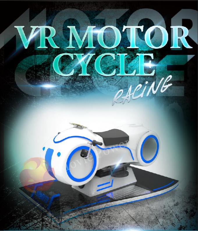 Motocicleta blanca de la realidad virtual 9D del color que compite con el simulador para los niños y los adultos 0