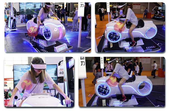 Motocicleta blanca de la realidad virtual 9D del color que compite con el simulador para los niños y los adultos 1