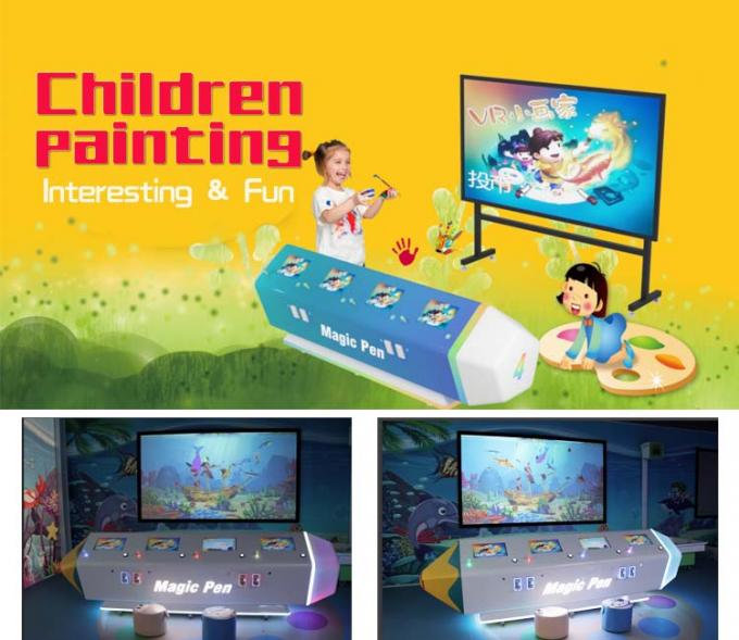 Dinosaurio de pintura de los árboles de los pescados de AR de la pared de los juegos interactivos de la proyección para los niños 0