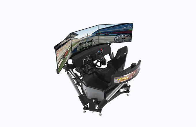 Simulador de la fibra de vidrio 9D, VR dinámico que compite con el simulador de la conducción de automóviles de la pantalla del Dof 3 de la máquina de juego del simulador 6 0