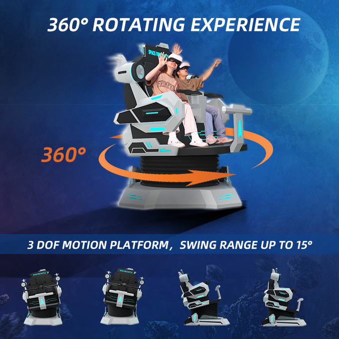 Seguridad 9d VR Cine 2 asientos VR montaña rusa silla simuladora 360 movimiento paseo 2