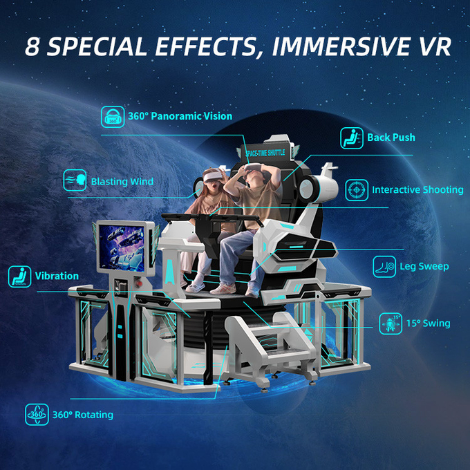 Seguridad 9d VR Cine 2 asientos VR montaña rusa silla simuladora 360 movimiento paseo 4