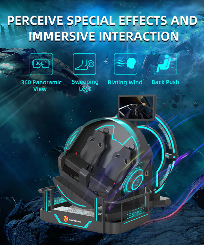 VR 360 2 asientos 9d montaña rusa VR máquinas 360 rotación VR cine 360 grados sillas voladoras simulador 2