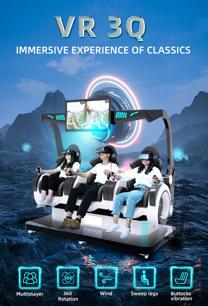 3 asientos simulador de realidad virtual máquina de juego 5D operada con moneda sillas de cine 9D 0