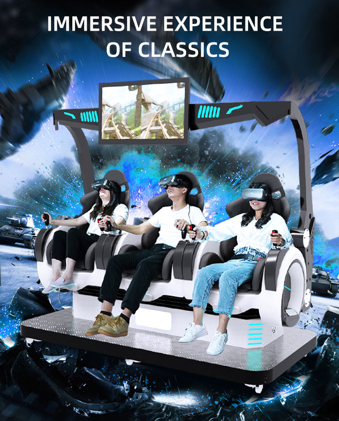 3 asientos simulador de realidad virtual máquina de juego 5D operada con moneda sillas de cine 9D 2
