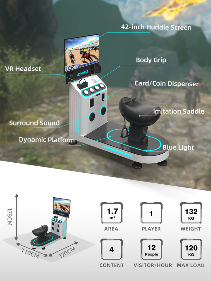 1 jugador 9D simulador de realidad virtual caballo montar VR máquina de juego moneda operada 1
