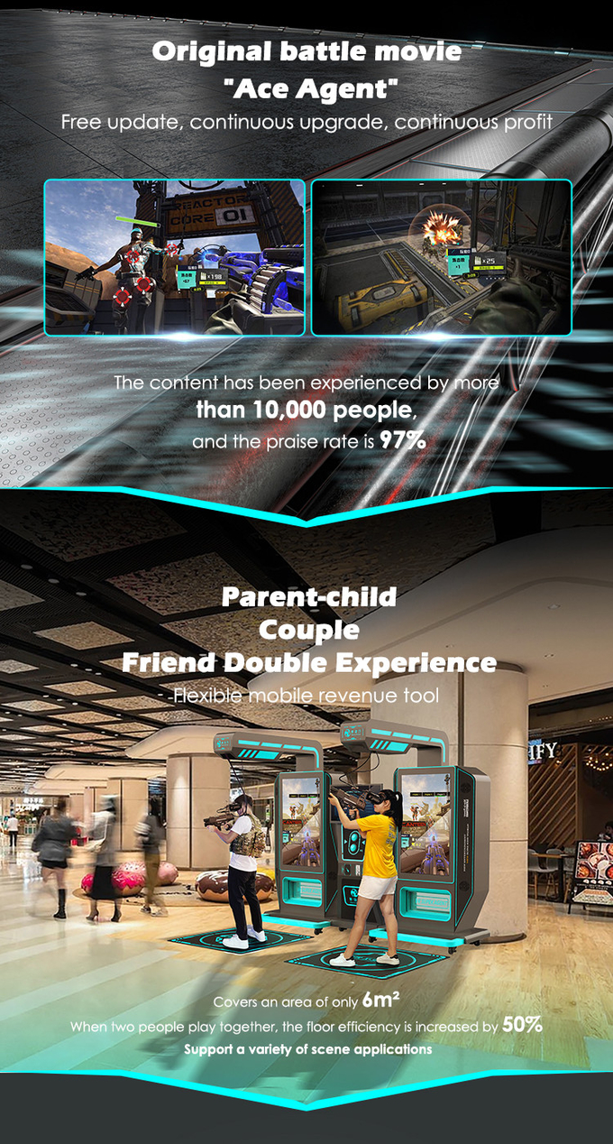 Jugador VR Arcade Simulator de la máquina de juegos del centro comercial que tira VR dos 1