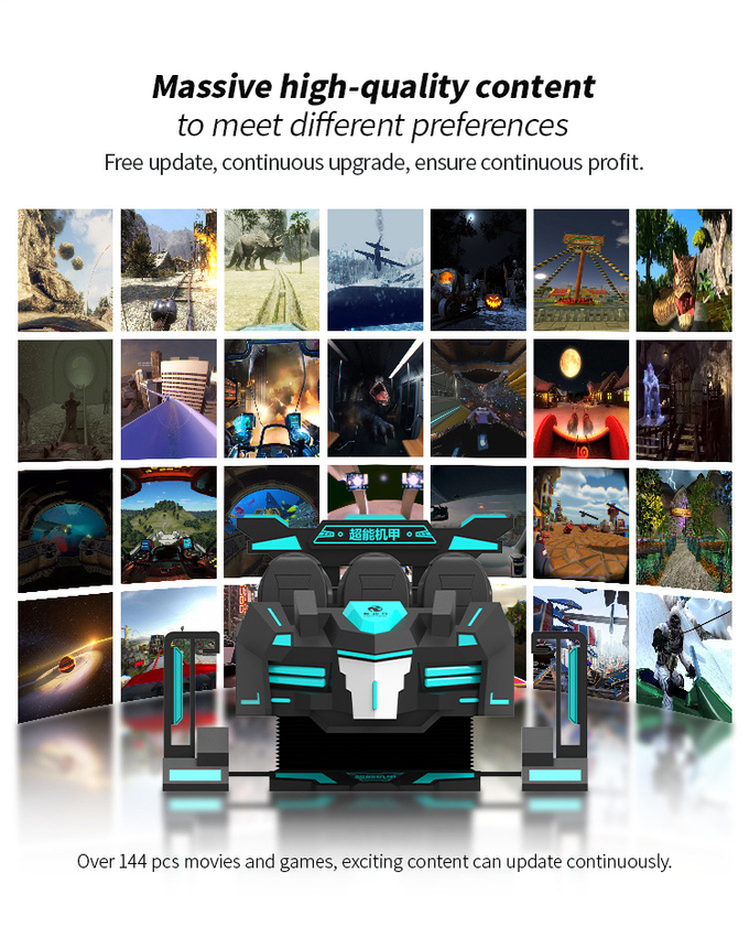 Jugadores múltiples del simulador del juego de Seater VR del cine 6 de la fibra de vidrio que tiran 9D VR que montan el coche 1