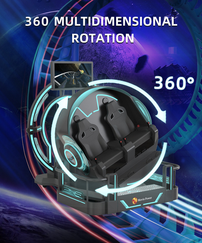 VR 360 2 asientos 9d montaña rusa VR máquinas 360 rotación VR cine 360 grados sillas voladoras simulador 3