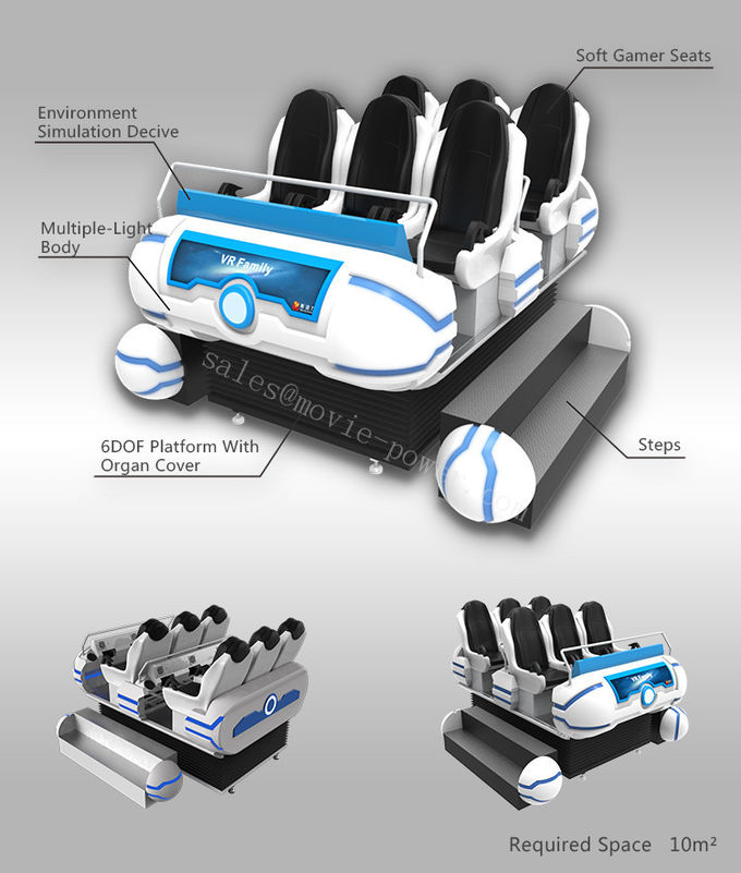 6 vehículo espacial del cine de la familia 9D VR de los asientos 360 grados de rotación/plataforma dinámica 3