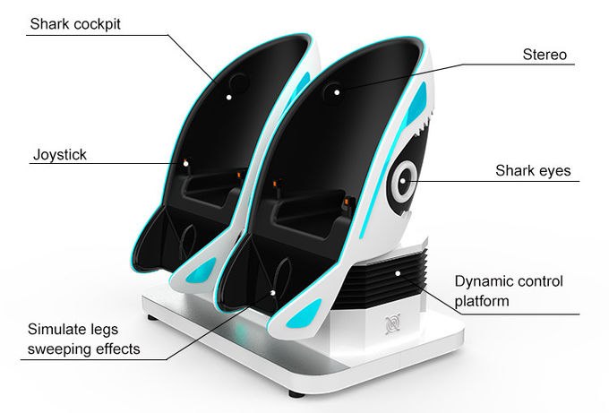 Parque temático 9D VR Egg Chair Simulator VR Shark Motion Cinema 2 asientos 5