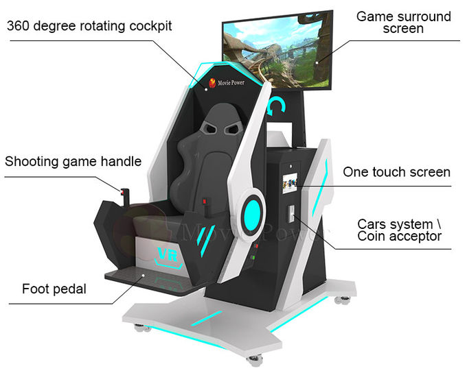 Máquina de juego interior de la realidad virtual del juego dinámico del parque temático VR Flight Simulator VR 1