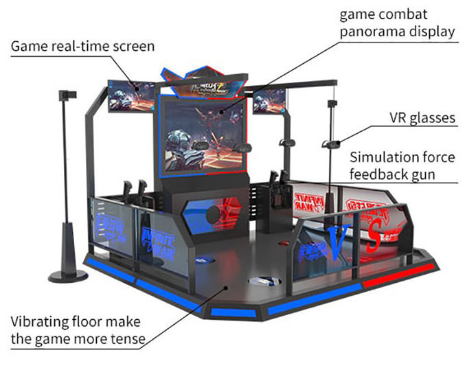 4 máquinas de juego interactivas del tiroteo del simulador de la realidad virtual de los jugadores 2