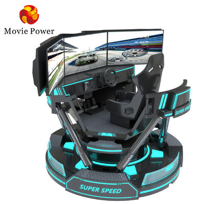 Simulador de realidad virtual de 3 pantallas 6- Dof Black Car Racing Game Machine 5d Conducción de coches Arcade para el centro comercial