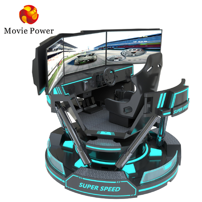 VR 3 pantallas simulador de realidad virtual de carreras de coches 6-Dof Black Car Racing máquina de juego 5d coche de conducción arcade para el centro comercial