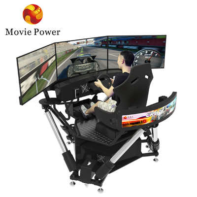 Simulador de conducción portátil de 3 pantallas 6 DOF Coches de carreras Arcade Equipo de accionamiento de movimiento dinámico