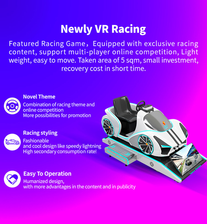 carlinga del simulador de la conducción de automóviles de la realidad virtual 9d con la plataforma Vr del movimiento que compite con la máquina de juego 1