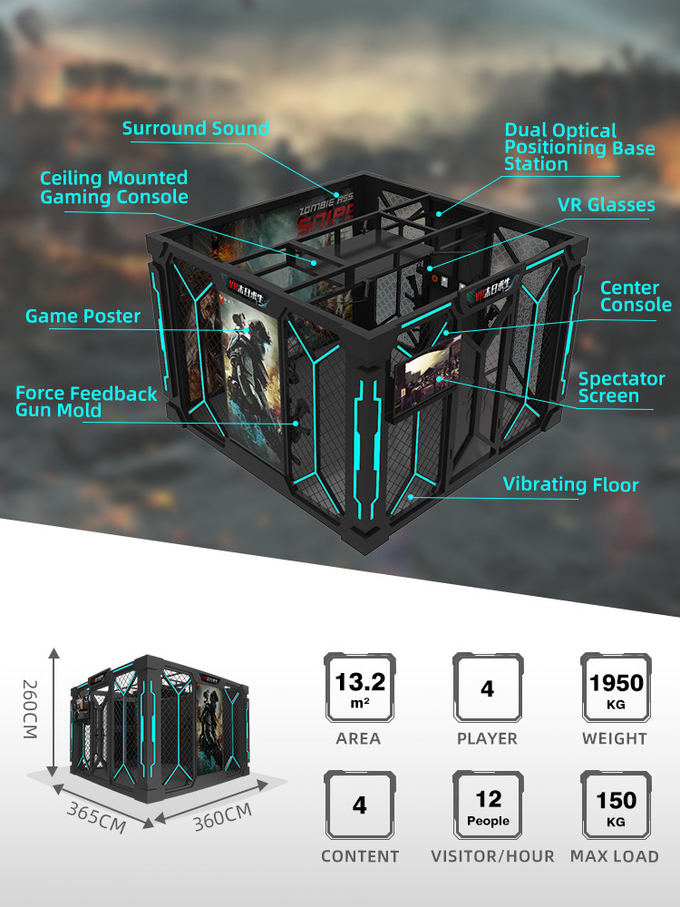9d VR Simulador de tiro Vr Sala Vr Plataforma de caminar Juegos de realidad virtual Multijugador Zombie Arcade Machine 1