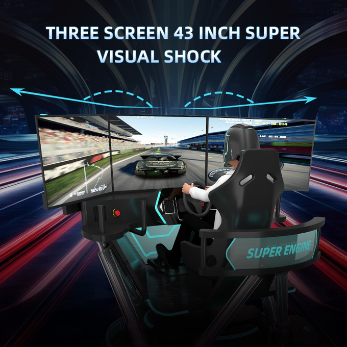 5.0KW F1 simulador de carreras de coches máquina de juego de conducción 6 plataforma de movimiento Dof con 3 pantallas 5