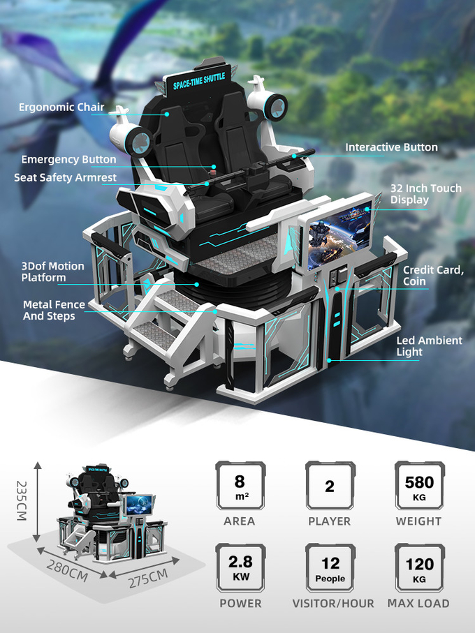 Seguridad 9d VR Cine 2 asientos VR montaña rusa silla simuladora 360 movimiento paseo 1