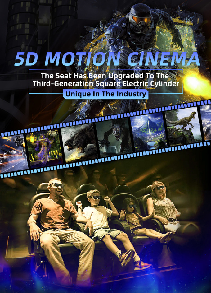 Silla de simulador de cine de movimiento 7d 4d 5d personalizada con plataforma eléctrica de 6 Dof 0